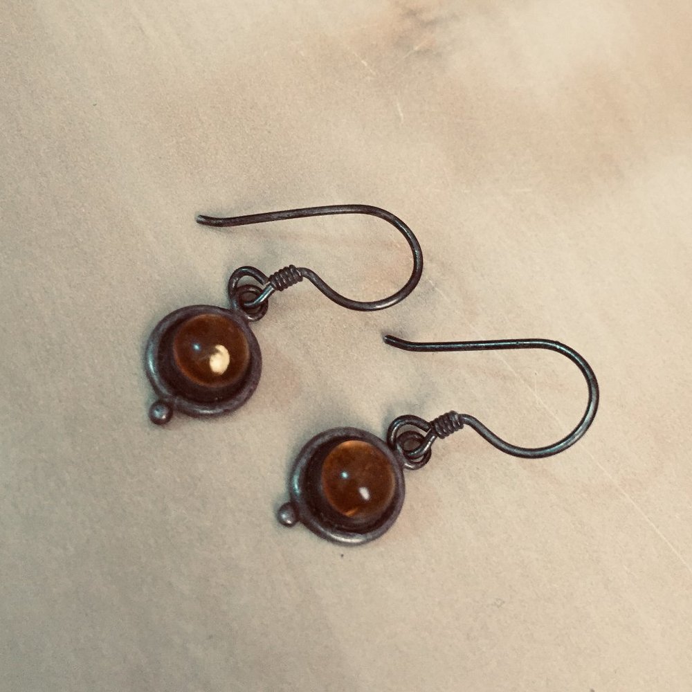 dark gold gem earrings